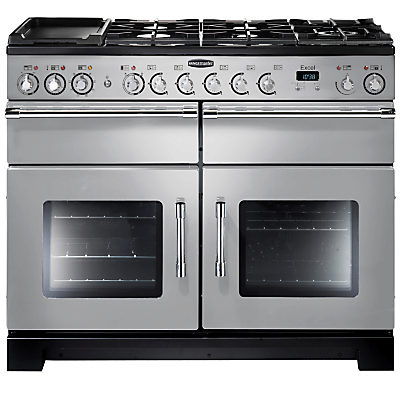 Rangemaster Excel 110 Dual Fuel Range Cooker Silver/Chrome Trim